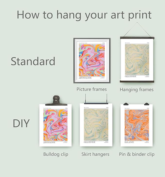 Hwetui Abstract Gradient Posters Retro Colourful Aura Canvas Wall Art Trendy Psychedelic Prints Minimalist Preppy Painting Pastel Picture Home Decor Aesthetic for Living Room16''x24''x3 Unframed