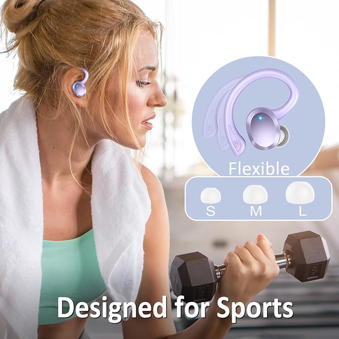 Wireless Earbuds Sport, 2025 Bluetooth 5.4 Headphones with Earhooks, 48H Stereo Deep Bass Over Ear Buds with 4 ENC Noise Canceling Mics, IP7 Waterproof Earphones for Running Workout Gym (Android/iOS)