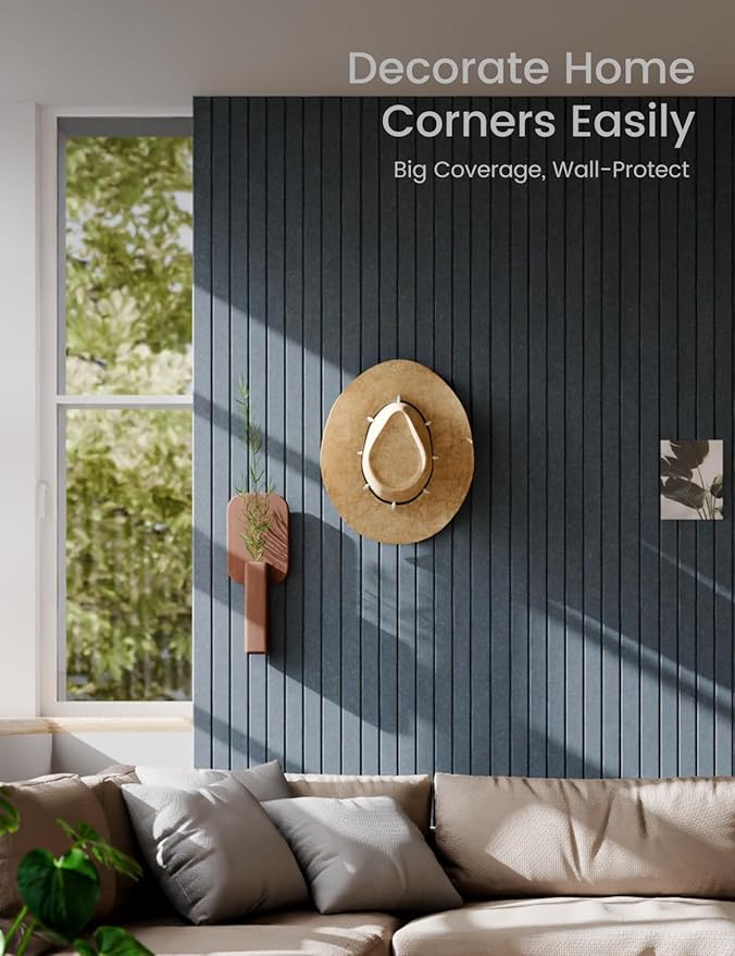 Large Felt Bulletin Board 48" x 36" Cork Board Alternative-12 Pack with 70 Safe Removable Adhesive Tabs, Cork Boards for Walls for Home Office Classroom Pin Board (Deep Charcoal Blue)