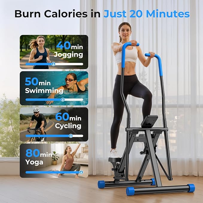 OWLSKY Stair Stepper Folding Vertical Cardio Exercise Climber Stair-Master for Exercise at Home Full Body Workout Machine with Handlebar 330LBS Load with Adjustable Step Range Pedals