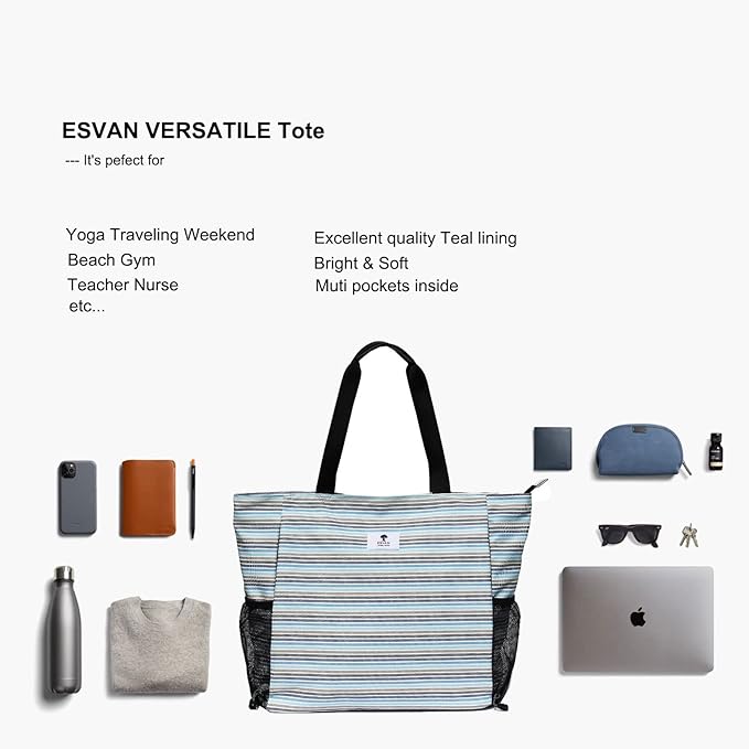 ESVAN Yoga Mat Bag Yoga Tote Carrier Shoulder Bag Carryall Tote for Office,Yoga,Pilates,Travel,Beach and Gym