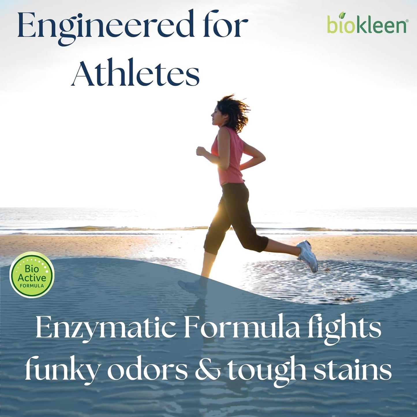 Biokleen Natural Sport 3X Concentrated Laundry Detergent, 300 Loads, Bio Active Formula, Fight Odors, Sweat & Stain Remover, Lavender Eucalyptus Scent