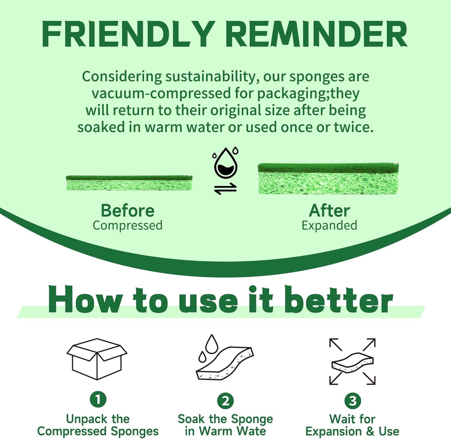 12 Count Heavy Duty Scrub Sponges,Long Lasting Cleaning Sponges for Cleaning Kitchen and Household, Dishes,Dual Sided Kitchen Sponges for Non-Coated Cookware-Green