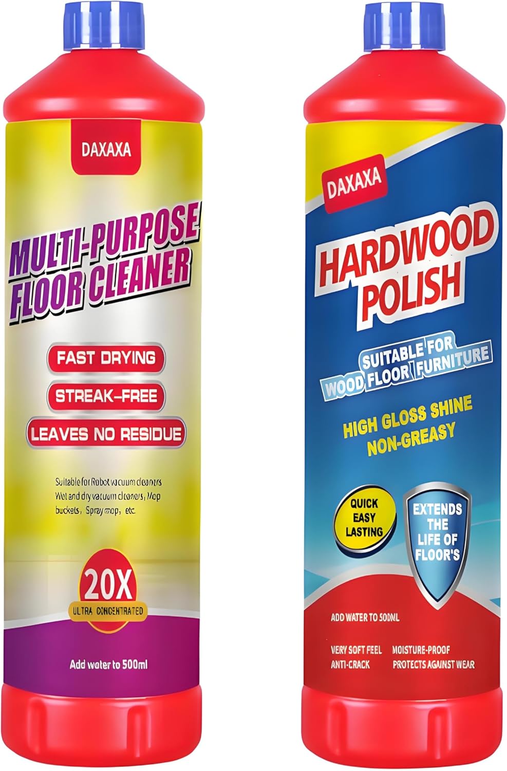 2-Pack Wood Polish&Cleaner - Deep Conditioning Formula,Scratch Hiding&Moisture Protection, Durable High-Gloss Finish for Hardwood, Laminate Floors&Furniture | Ultra concentrated-Fill with water to use
