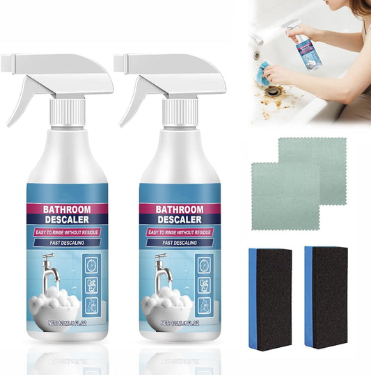 2pcs 120ml Bathroom Descaler Foam Cleaner Spray,2026 Upgrade Bathroom Foam Cleaner Spray,Multipurpose Stubborn Stains Cleaner for Walls,Toilet,Glass Sink