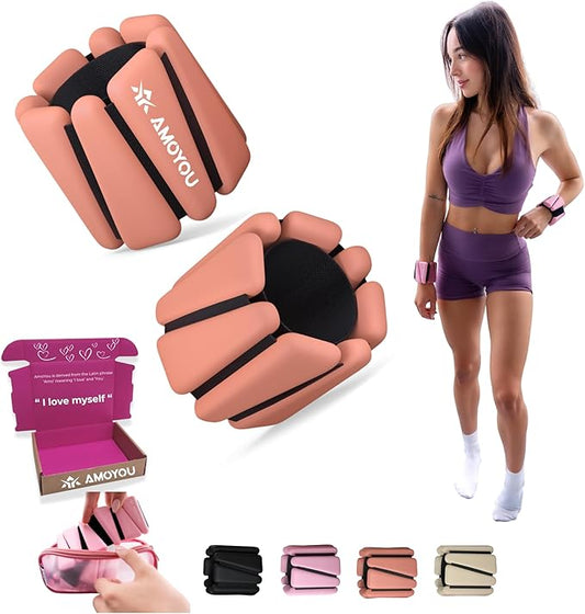 AMOYOU Wrist & Ankle Weights for Women – 2 lb Ankle Weights (Set of 2, 1 lb Each) | Arm Weights for Women | Leg Weights for Walking, Yoga, Cardio & Strength Training