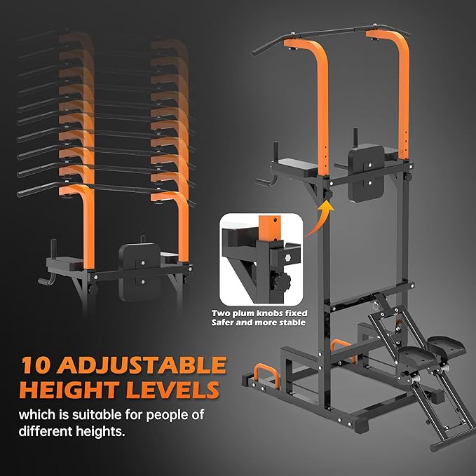 leikefitness Multifunction Power Tower Exercise Equipment,Pull Up Dip Station,Height Adjustable for Home Gym Strength Training Fitness Equipment,Dip Stands,Pull Up Bars,Push Up Bars,VKR