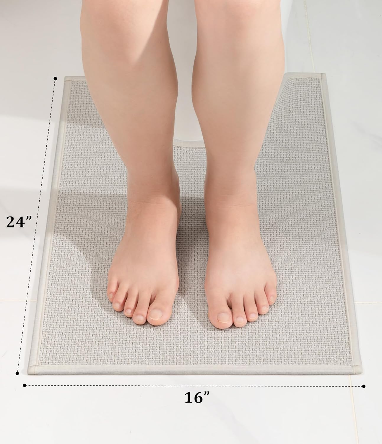 YIHOUSE Bathroom Rugs Mat Contour 16x24, Non Slip Quick Dry Bath Mats for Bathroom Absorbent Ultra Thin Bath Rugs Machine Washable Fit Under Door for Sink, Cabinet, Laundry (Beige, 16"x24"-U)