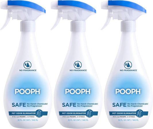 POOPH® Pet Odor Eliminator Spray – 32oz Single & 32oz 2-Pack Bundle – No Fragrance, No Harsh Chemicals, Safe for Pets & People, Eliminates Odors Fast – Home, Auto, Furniture & More