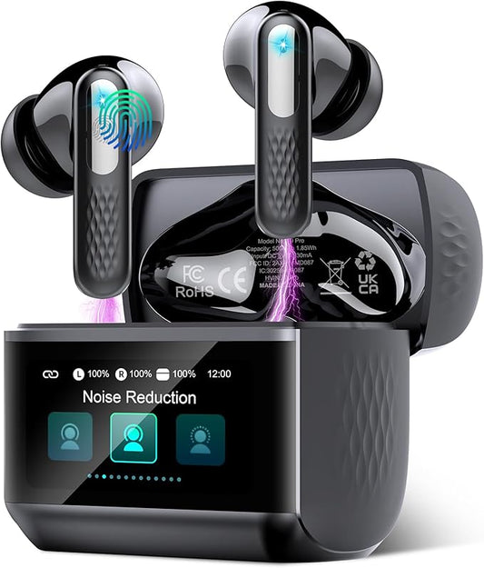 Wireless Earbuds, Bluetooth 5.4 Headphones 48H Deep Bass Stereo Ear Buds,Transparency Mode, IPX7 Bluetooth Earbuds, 5 EQ Modes, Dark Black