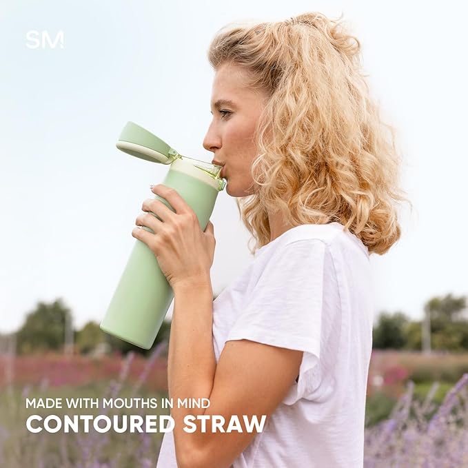 Simple Modern Mesa Loop Water Bottle with Straw | 24oz Cup Holder Friendly Insulated Stainless Steel Bottles for Travel, Sports and School | Cashew