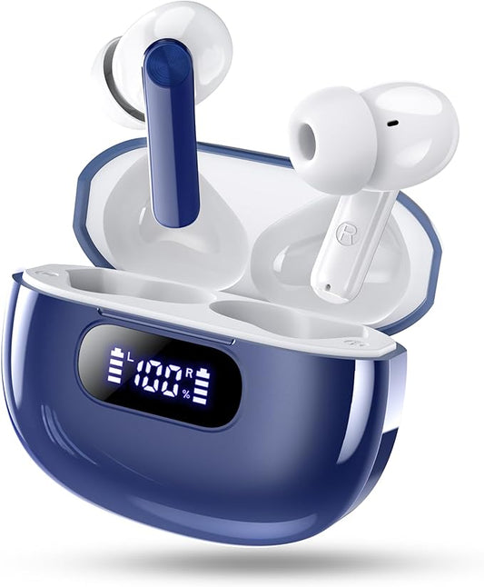 Wireless Earbuds, Bluetooth 5.3 Headphones LED Power Display, 2025 New Wireless Earphones, 4 ENC Noise Cancelling Mic, HiFi Stereo, 48H Playtime Mini Case IP7 Waterproof for iOS Android