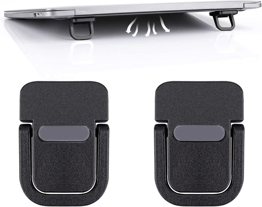 2PCS Portable Keyboard Riser, Self-Adhesive Mini Laptop Stand Invisible Computer Keyboard Stand for Desk, Laptop Feet Compatible with Pro/Air, Lenovo, Surface (Black)