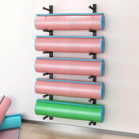 Wall-mounted Yoga Mat Rack, Yoga Mat Holder, Multi-layer, Multifunctional Fitness Equipment Storage Racks, Foam Yoga Studio Storage Rack for Home, Yoga Studio, Gym