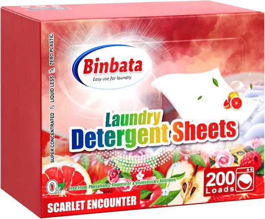 Laundry Detergent Sheets, 200 Loads Scarlet Encounter Scent Hypoallergenic Eco Laundry Sheets, Biodegradable Plastic Free Liquidless Laundry Sheets Detergent Suitable for Sensitive Skin