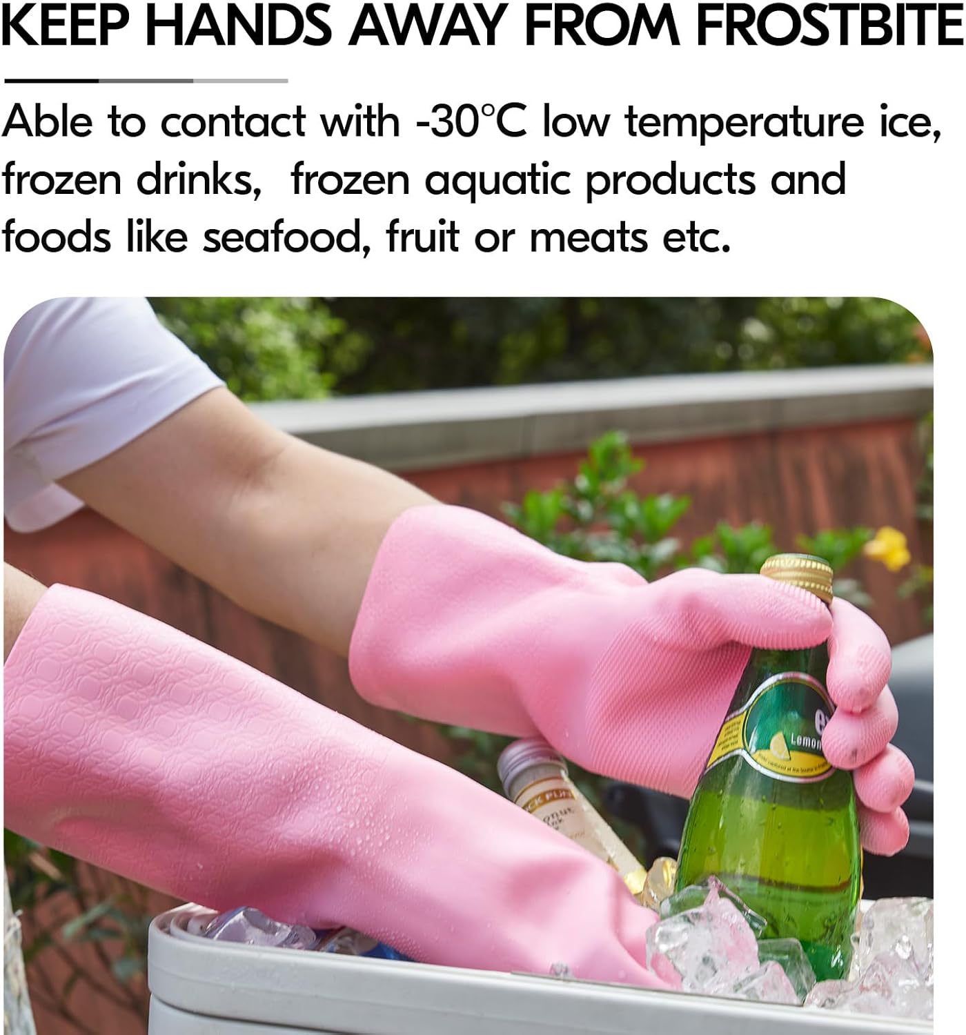 Vgo... Household Cleaning Gloves,Double-layer,Lined Dishwashing Gloves,Long Sleeves for Kitchen,Bathroom Cleaning(TP1117)