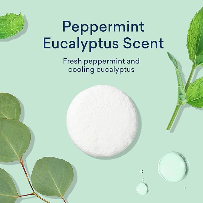 BLUELAND Toilet Bowl Cleaner Tablets, Starter Set, 14 Count with Tin, Peppermint Eucalyptus, Plastic-Free, No Harsh Chemicals, Plant-Based