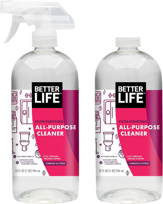 Better Life All Purpose Cleaner - Multipurpose Home and Kitchen Cleaning Spray for Glass, Countertops, Appliances, Upholstery- Multi-surface Spray Cleaner - Currant and Citrus, 32oz (Pack of 2)