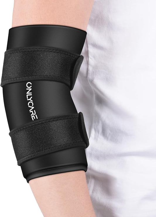 Elbow Ice Pack, ONLYCARE Soothing Compression Sleeve for Injuries, Upgraded Adjustable Gel Ice Pack, Hot & Cold Therapy, Reusable for Tennis Elbow, Arthritis, Tendonitis Pain Relief