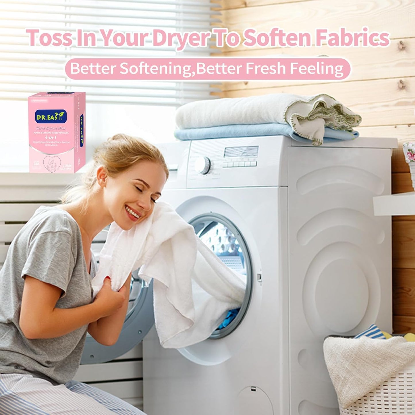 DR.EASY Dryer Sheets Plant Based Formula 252 Ct Super Caring,Softener sheets for Laundry Unscented No Dyes Reduce Static & Wrinkles Help Repel Pet Hair