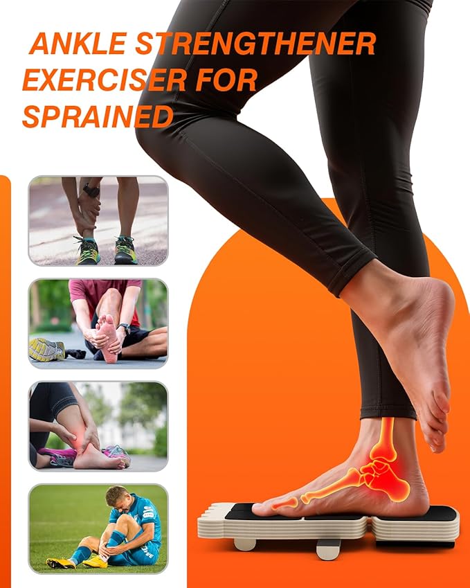 Ankle Balance Board, Solid Wood with Non-Slip Surface & "TOES" Design - Single Leg Stability Trainer for Ankle Support, Foot Strengthening, Balance Exercises