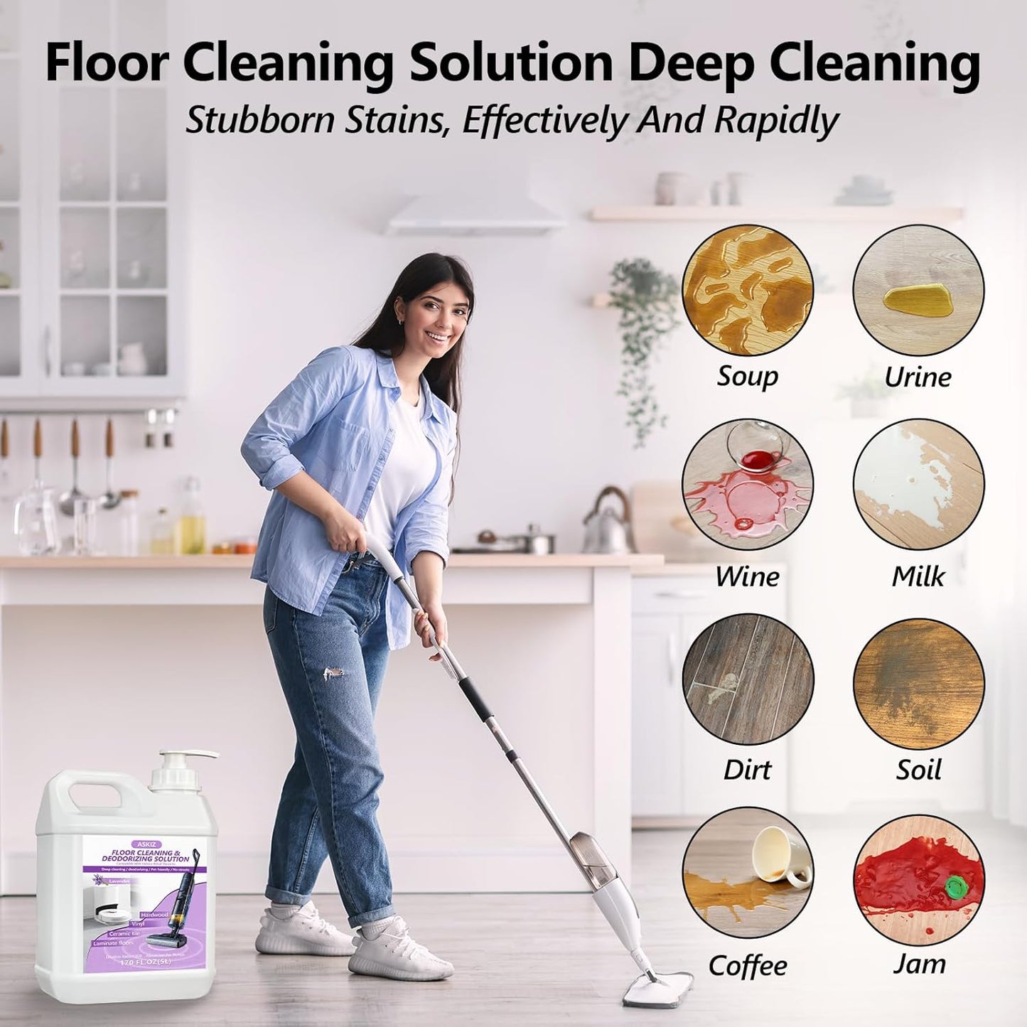 170 FL OZ Floor Cleaning Solution,Floor Cleaner for Mopping with Tineco,Deep Cleaning &Deodorizing for Roborock,Compatible with Saros Series,S8/S7 Series,Q Revo/Q Series,iFLOOR Series Wet Dry Vacuum