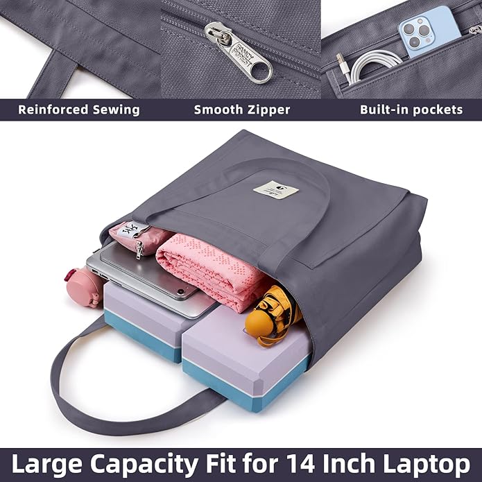 WLLWOO WLLWOO Yoga Bags for Women with Yoga Mats Bags Carrier Carryall Canvas Tote for Pilates Shoulder for Travel Office Beach Workout