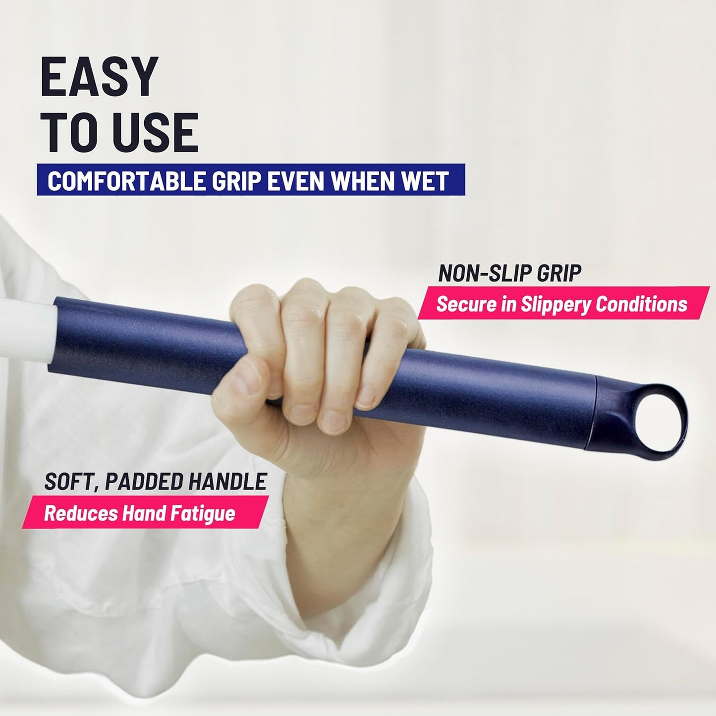 Shower Scrubber 3 in 1 Extendable Long Handle 58" Cleaning Brush - Non Scratch Shower Brush for Cleaning Bathroom Kitchen Toilet Wall Tub Tile Sink (Red)