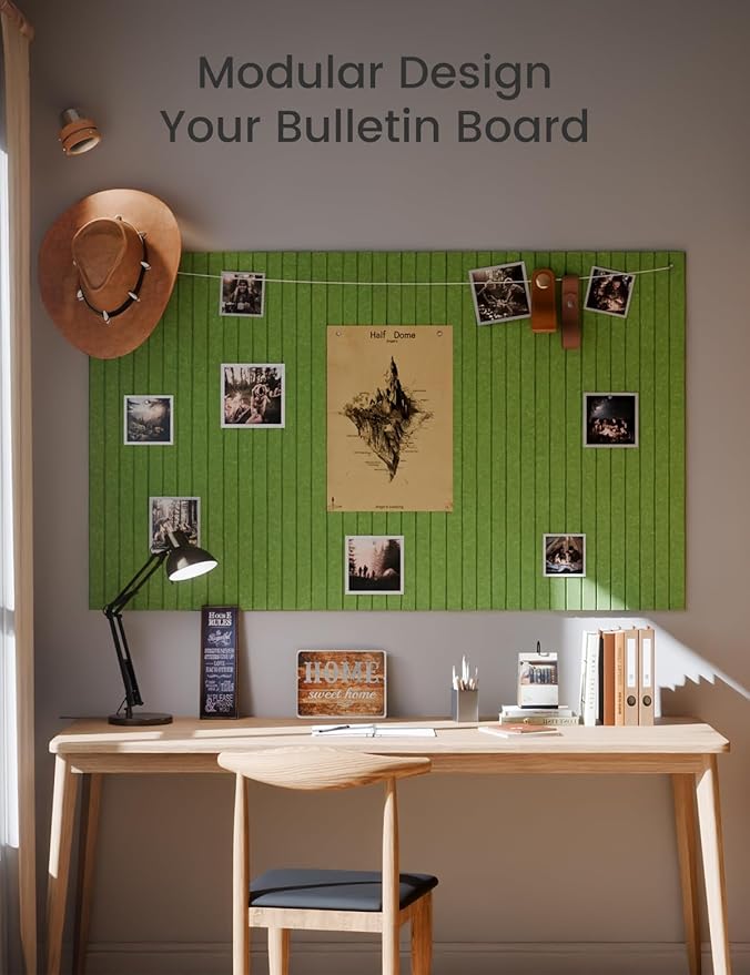 Large Felt Bulletin Board 48" x 36" Cork Board Alternative - 6 Pack with 40 Safe Removable Adhesive Tabs, Cork Boards for Walls Cork Board for Home Office Classroom Pin Board (Grass Green)