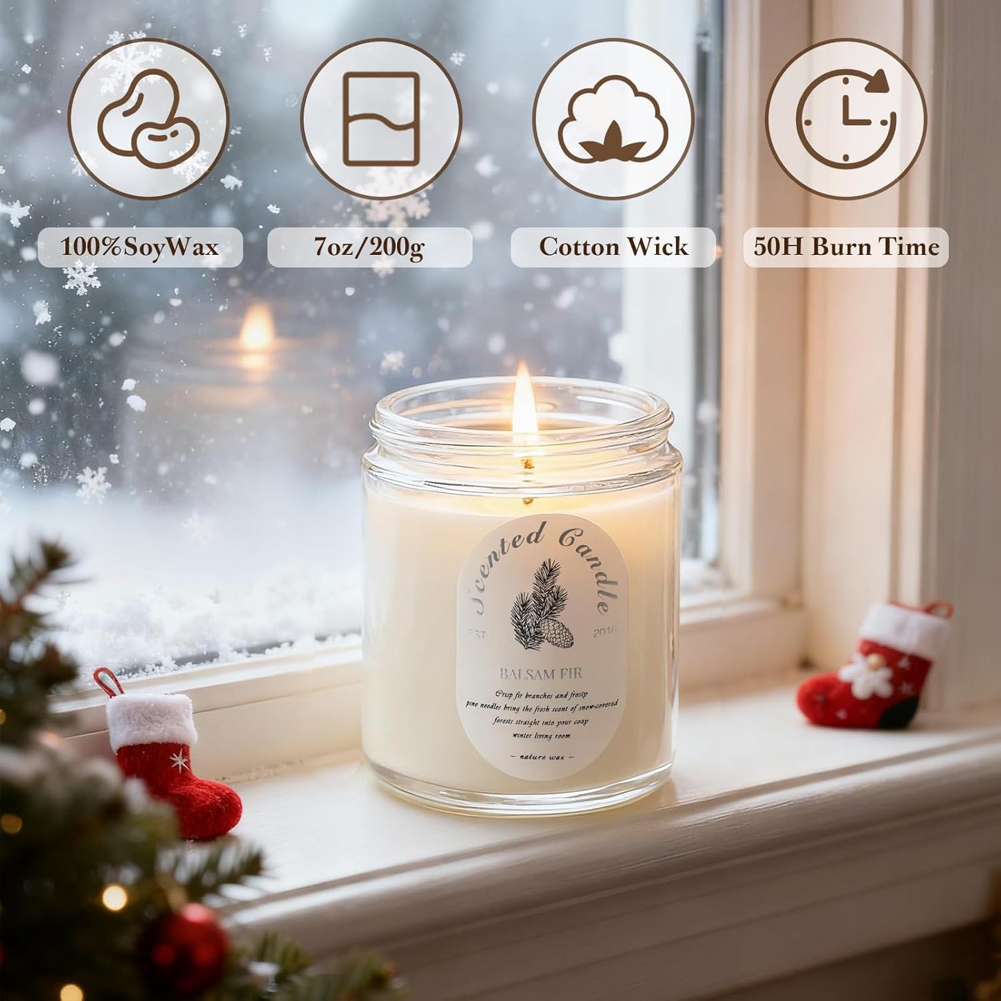 Winter Candle Gift Set, 4 Pack 28oz Soy Wax Scented Candles for Home – Cinnamon Apple, Balsam Fir, Vanilla Bean, Cedarwood & Amber – Cozy Aromatherapy Candles for Christmas, Holiday & Home Decor Gifts