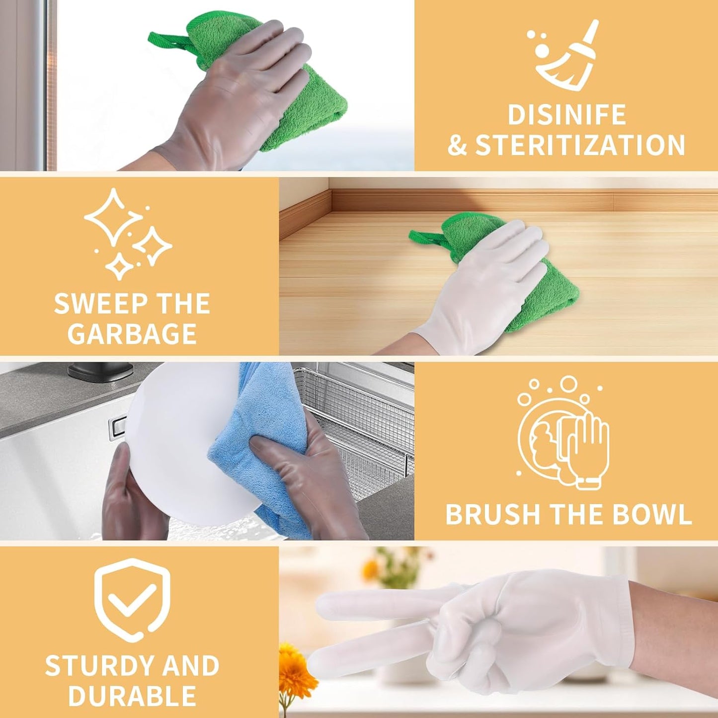 WINWIN Multi-purpose Silicone Gloves - High Elasticity, Food Grade, Reusable Gloves for Household Cleaning, Catering, and Kitchen Use