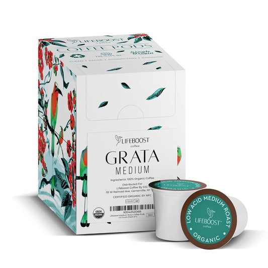 Lifeboost Medium Roast Low Acid Coffee K Cups - Single Origin Mold Free Non-GMO Organic Coffee Pods - Compatible with Keurig & Keurig 2 Machines - 42 Count