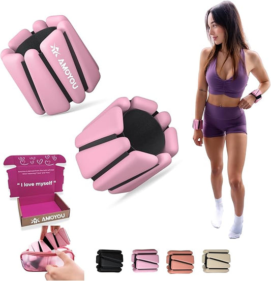 AMOYOU Wrist & Ankle Weights for Women – 2 lb Ankle Weights (Set of 2, 1 lb Each) | Arm Weights for Women | Leg Weights for Walking, Yoga, Cardio & Strength Training