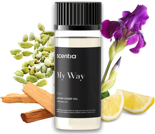 Scentia My Way Hotel Diffuser Oil Inspired by The 1 Hotel Miami Beach- 50 ml 1.69 fl oz - Essential Oil Blend Sandalwood, Cedar & Lemon Notes for Aromatherapy Diffusers Humidifiers, Thanksgiving Gift