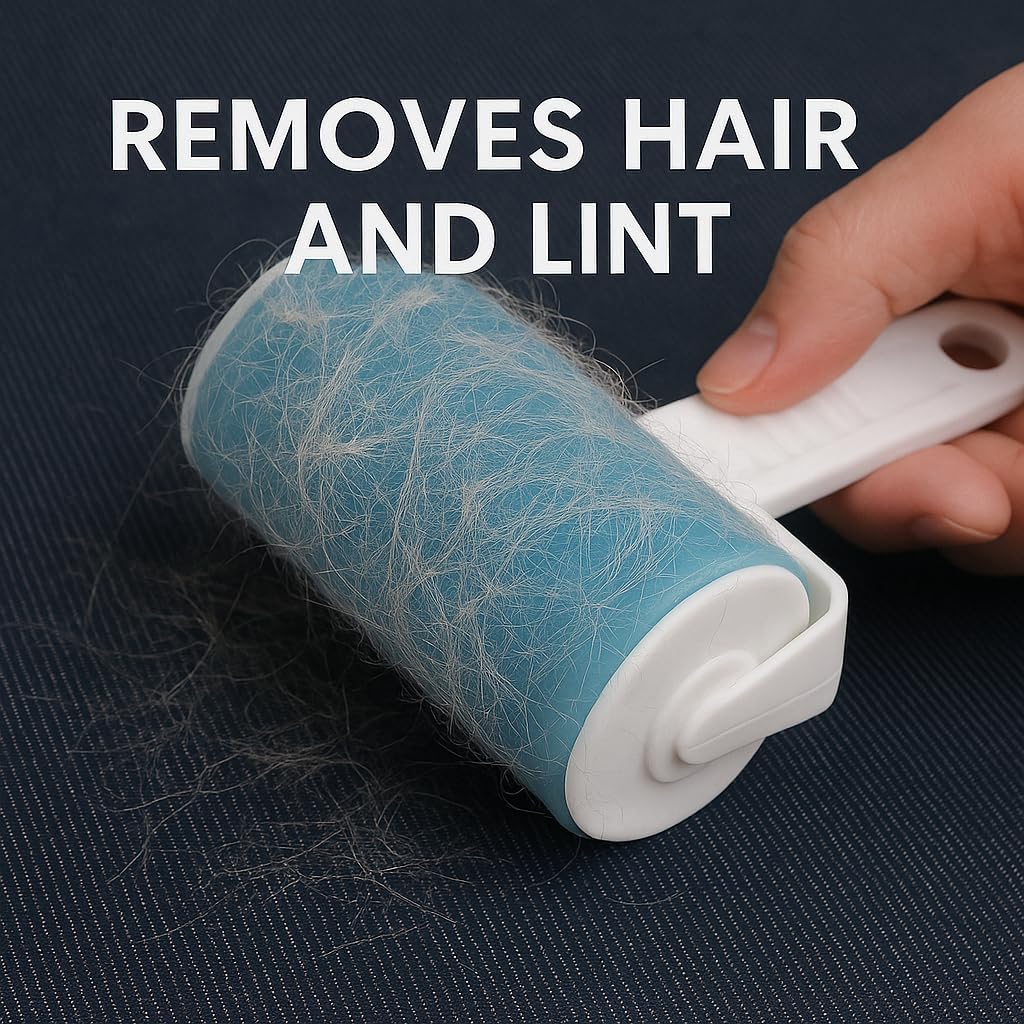 Reusable Lint Roller Sticky Picker Set Cleaner Lint Roller Pet Hair Remover Brush for Bed, Carpet, Sofa Medium Size + 2 Travel Size
