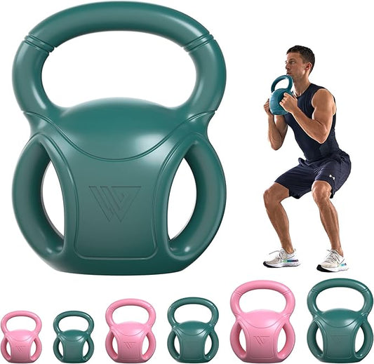RUNWE 3 Handle Kettlebells Weight - Weight for Women Options 5, 10, 15 and 20 LB for Russian Twists AB Exercise, Weightlifting and Core Fitness Exercise Home Gym [Single in Sold]