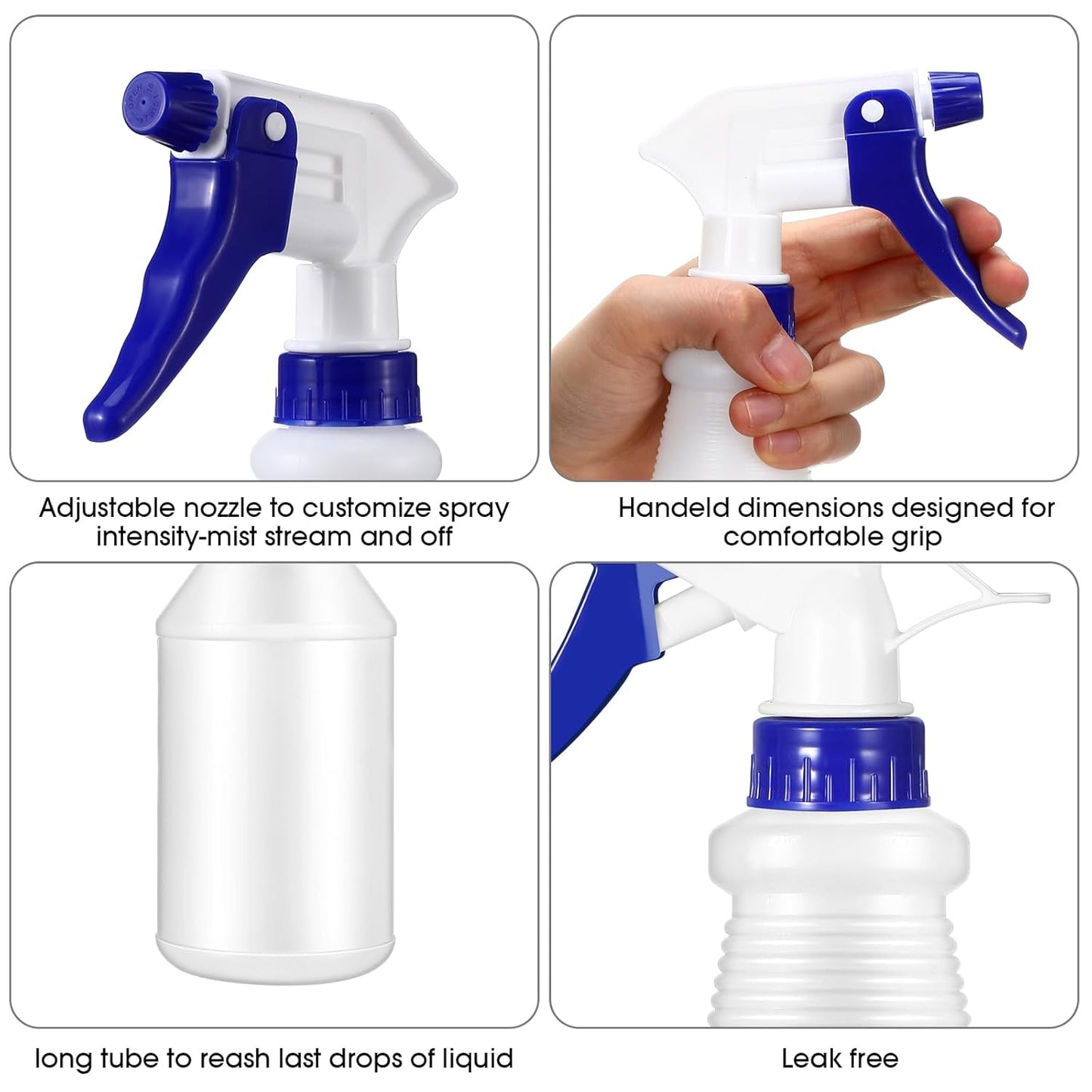 Yinder 18 Pcs 16 Oz Plastic Spray Bottle Bulk Empty Refillable Spray Bottles for Cleaning Solution Leak Proof Water Sprayer with Adjustable Nozzle Mist/Stream Mode(Red,Blue,Green,Yellow,Whtie,Black)