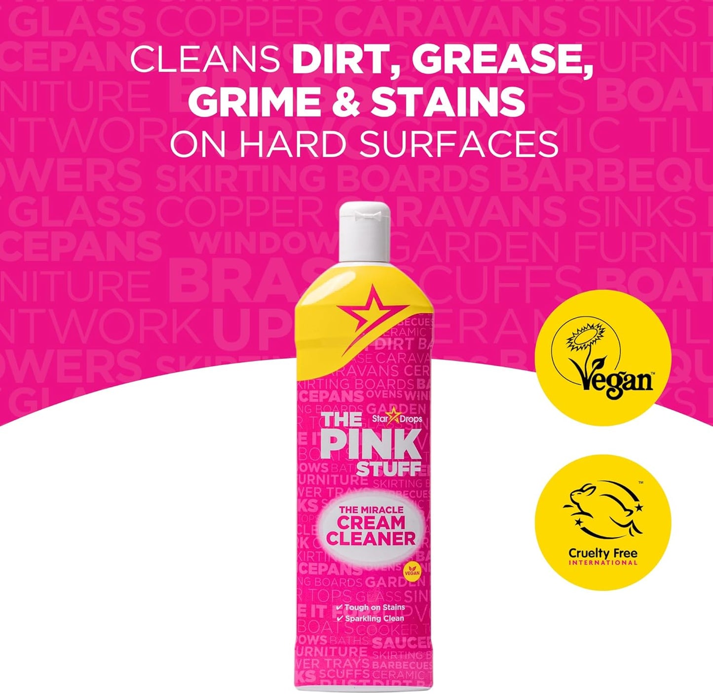 Stardrops The Pink Stuff Miracle Cleaning Bundle – Multi-Purpose Paste, Spray & Cream Cleaner (3-Pack) – Tough on Stains, Gentle on Surfaces
