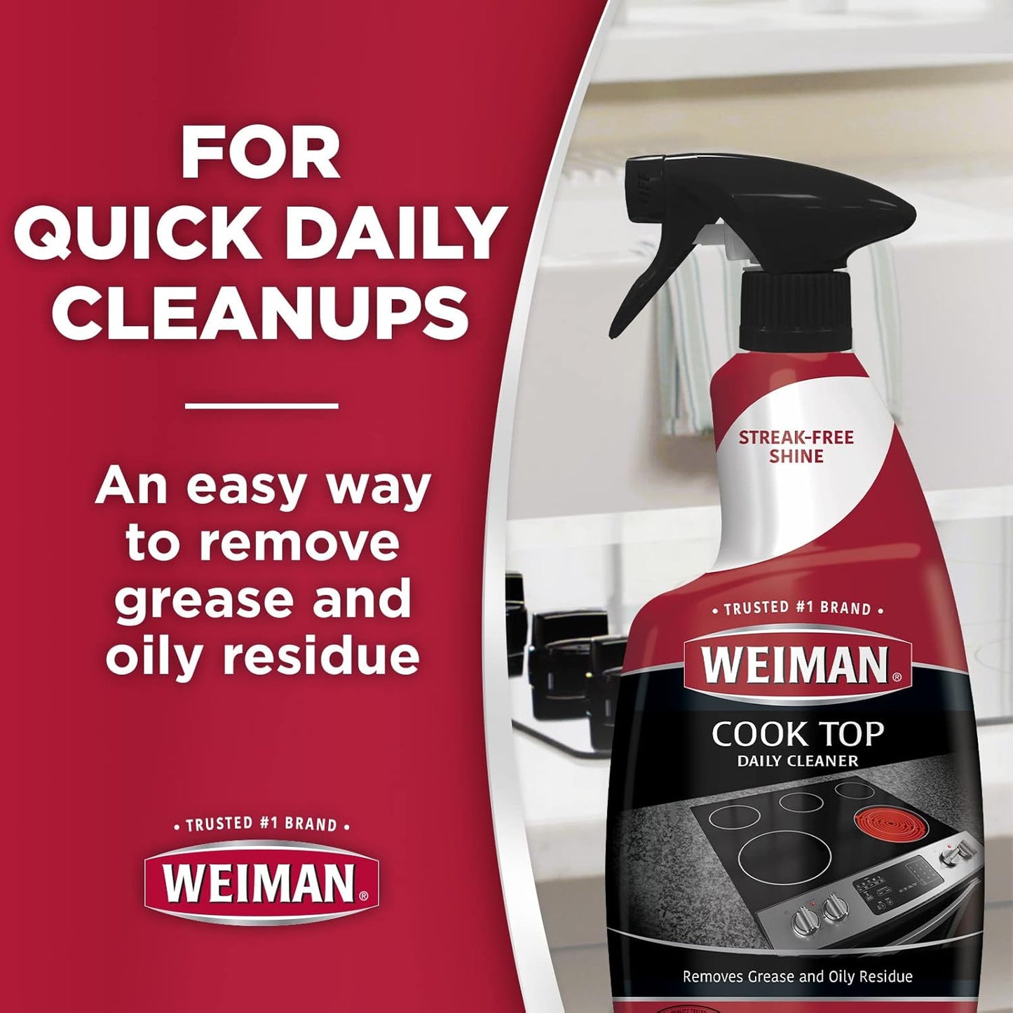 Weiman Disinfecting Stovetop Cleaner & Stainless Steel Cleaner - 22 Ounce - Daily Appliance Kitchen Cleaning Kit