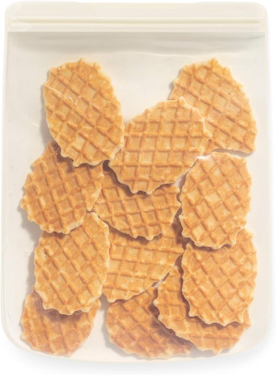 W&P Porter Silicone Reusable Storage Bags, Flat Variety 3 Pack (10oz, 34oz, 46oz), Cream, Food Storage Container, Microwave and Dishwasher Safe, Easy Cleaning