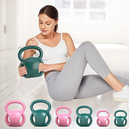 RUNWE 3 Handle Kettlebells Weight - Weight for Women Options 5, 10, 15 and 20 LB for Russian Twists AB Exercise, Weightlifting and Core Fitness Exercise Home Gym [Single in Sold]