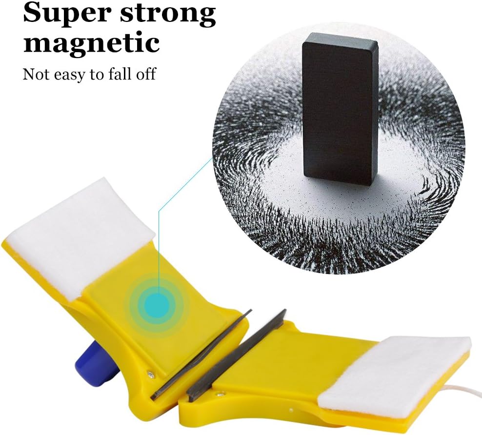 Shape Double‑Side Magnetic Glass Cleaner Wiper with 2 Cotton for Window