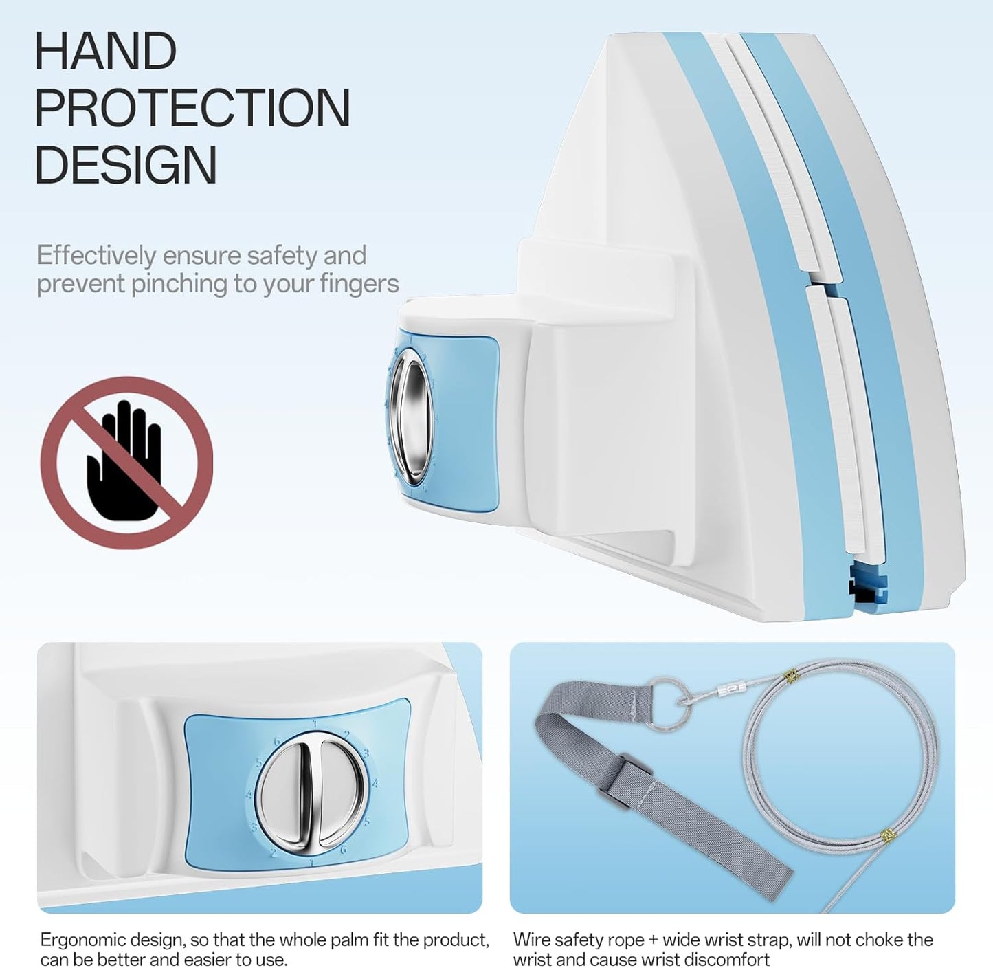 Magnetic Window Cleaner Tool Glass Wiper, Double Sided Windows Glass Cleaner 6-Files Adjustable Windshield Cleaner with 2 Pc Blue Microfiber Cleaning Cloth for High-Rise Single Double Glazed Windows