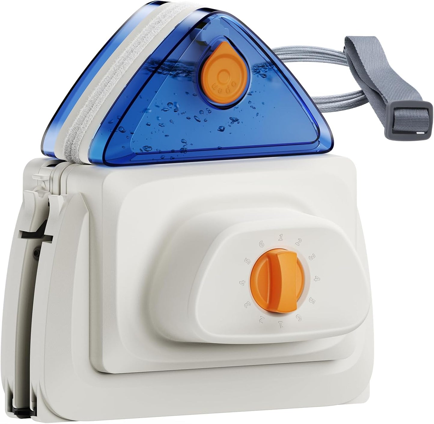 3-Segment Detachable Magnetic Window Cleaner, Double-Sided Glass Wiper for 0.1"-1.2" (3-30mm) Single/Double Glazing, 6-Files Adjustable Tool with Water Filled for High-Rise and Various Glass Sizes