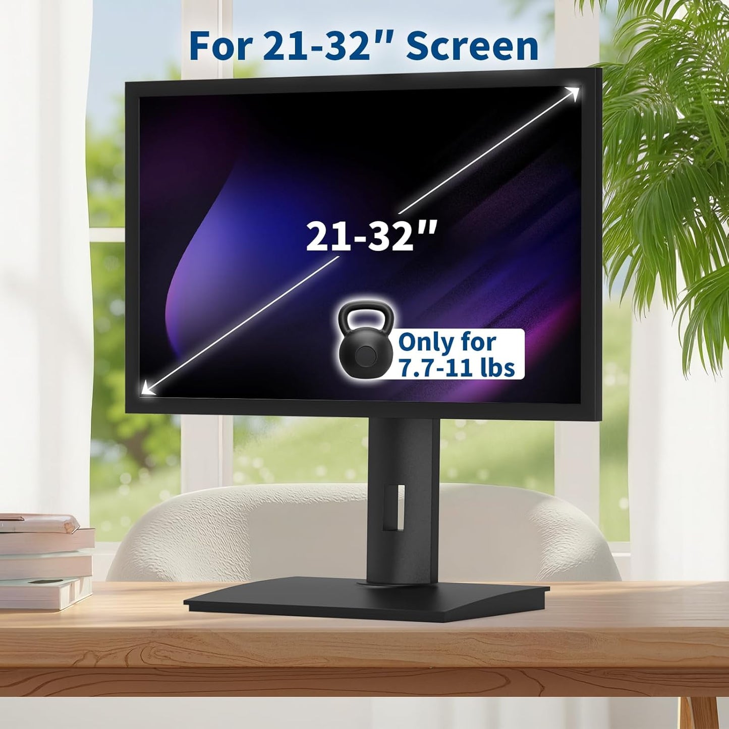 Vesa Monitor Stand with Spring-Adjustable Height, Swivel, Tilt, Rotation Vesa Stand, Compatible with Monitors Within 32 inch and Weighing Between 4.8-11lb (Black, Only for 7.7-11 lb Monitor)