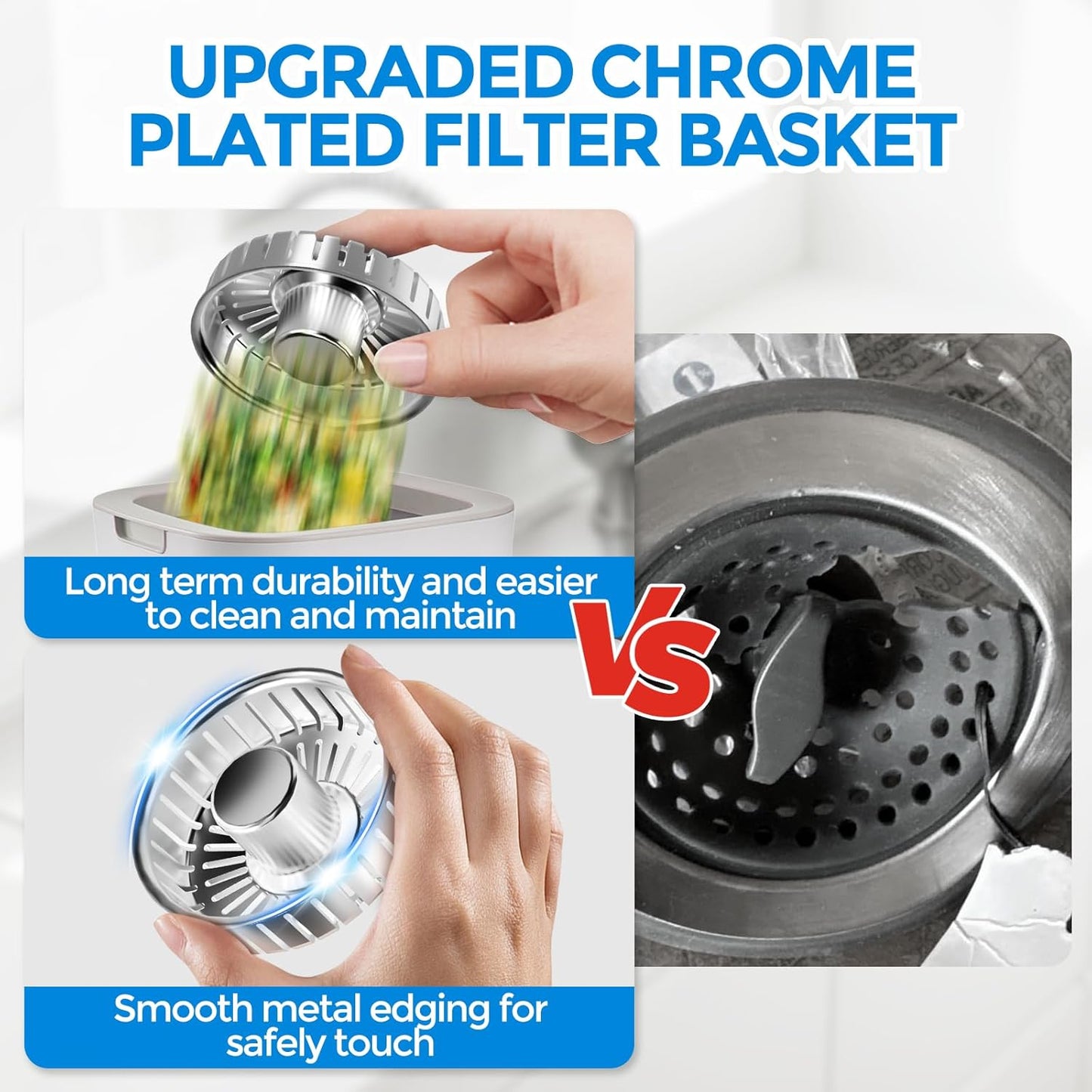 zaa Kitchen Sink Drain Strainer - Kitchen Sink Stopper,Stainless Steel Kitchen Drain Plug & Sink Installation Parts with Anti-Clogging Basket, Fit US Standard 3-1/2'' Sink Drain Hole