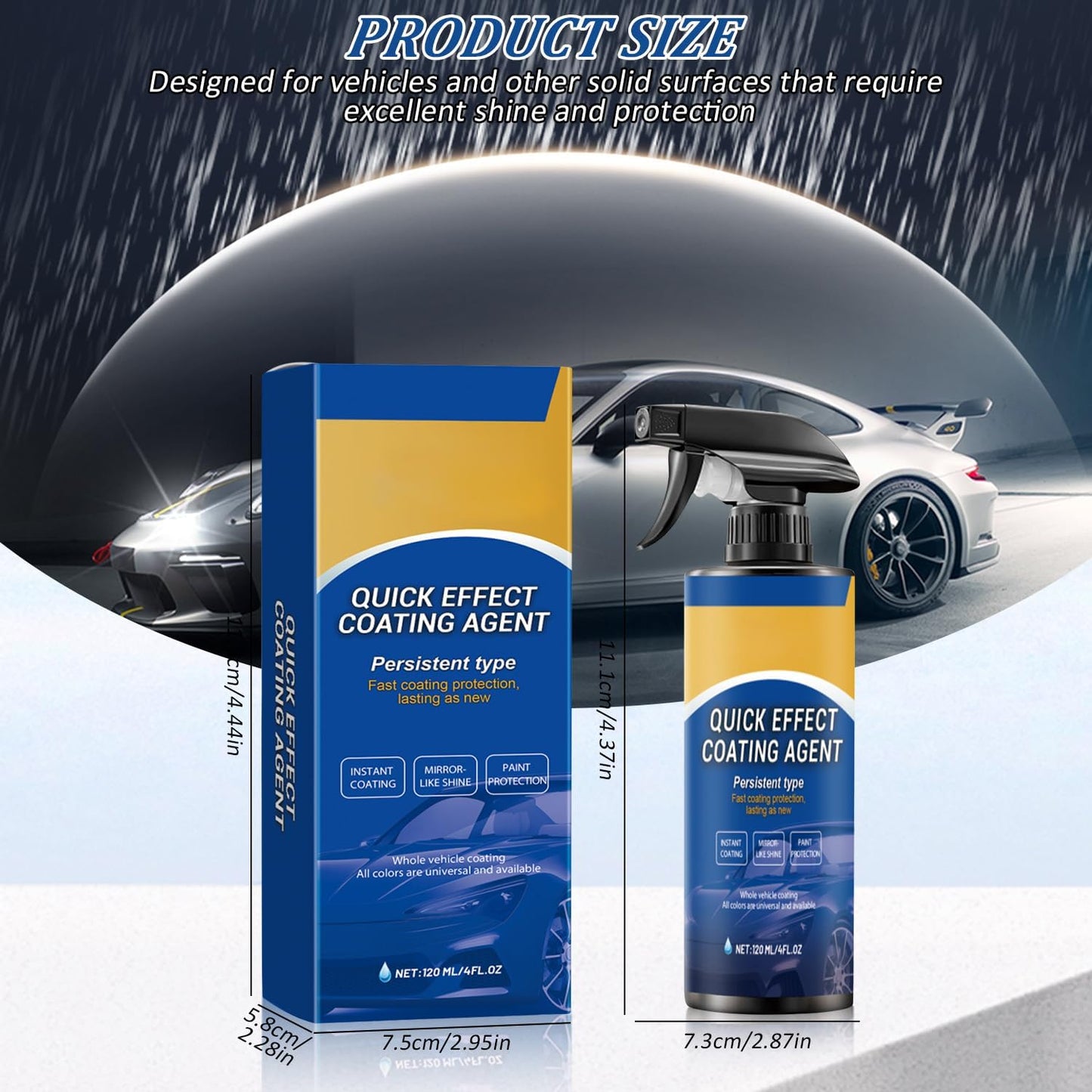 Car Quick-Acting Coating Agent Spray,3 in 1 High Protection Quick Car Coating Spray,Limlex Coating Sprays,Car Scratch Wax Polish Sprays Waterless Wash for Shine & Protection