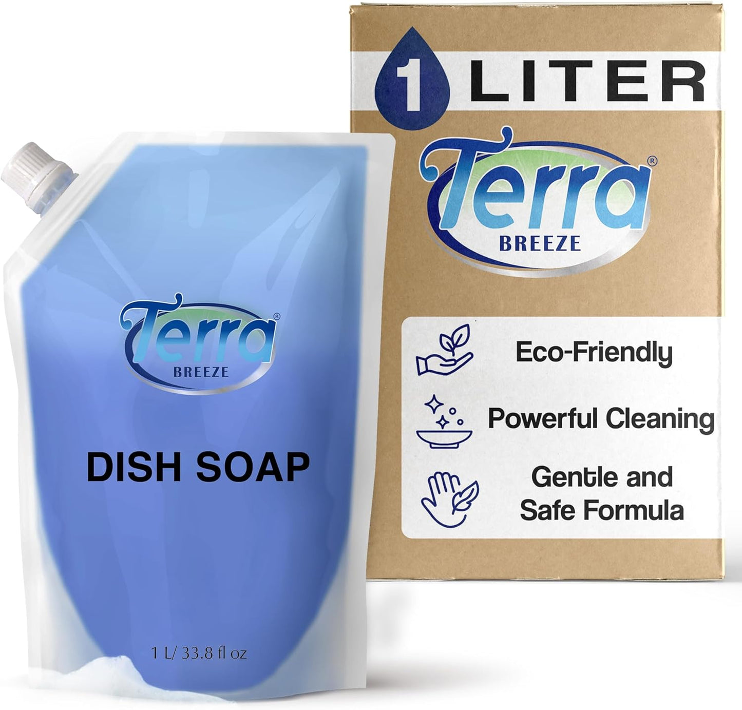 Liquid Dish Soap Refill Pouch 1 Liter – Family Size Dishwashing Liquid for Everyday Home Use – Non-Toxic Formula Cuts Grease While Gentle on Hands – Eco Refill for Dish Soap Dispensers & Kitchens