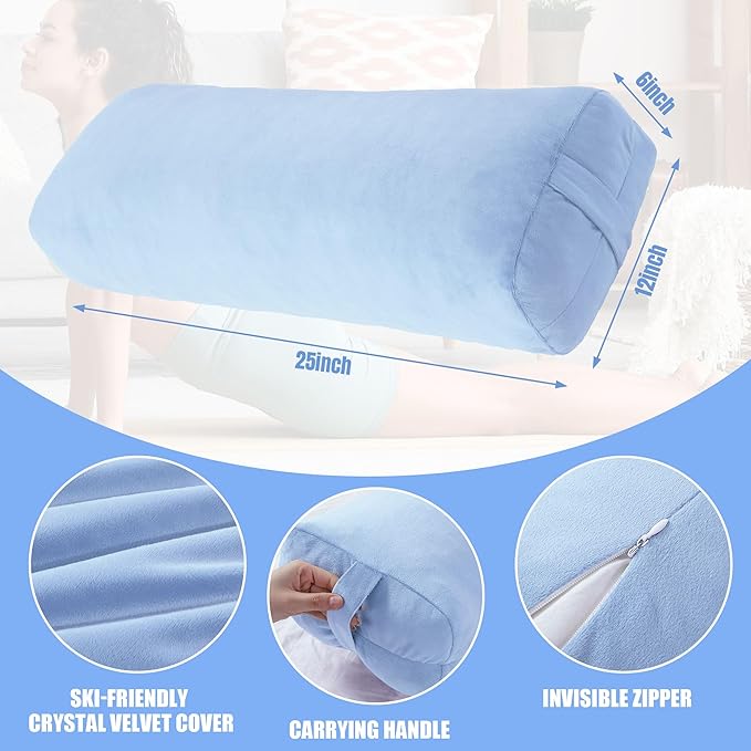 HOMBYS Shredded Foam Yoga Bolster Pillow for Restorative Yoga & Meditation, Versatile Rectangular Yoga Support Pillow Premium Meditation Cushion with Washable Velvet Cover& Carry Handle