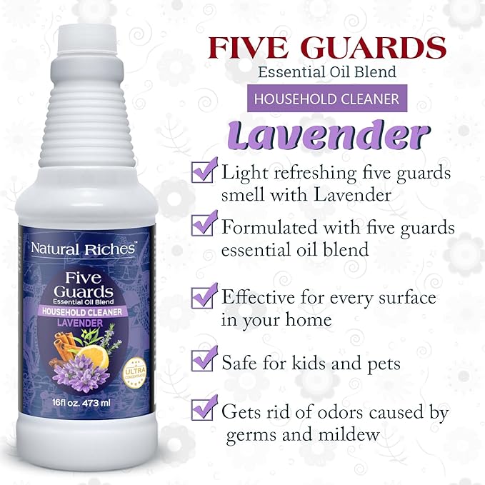 Natural Riches Household Cleaner Concentrate Five Guards Lavender scent from The Tales of French stories of Thieves Essential oil Blend household cleaner - 16 fl oz